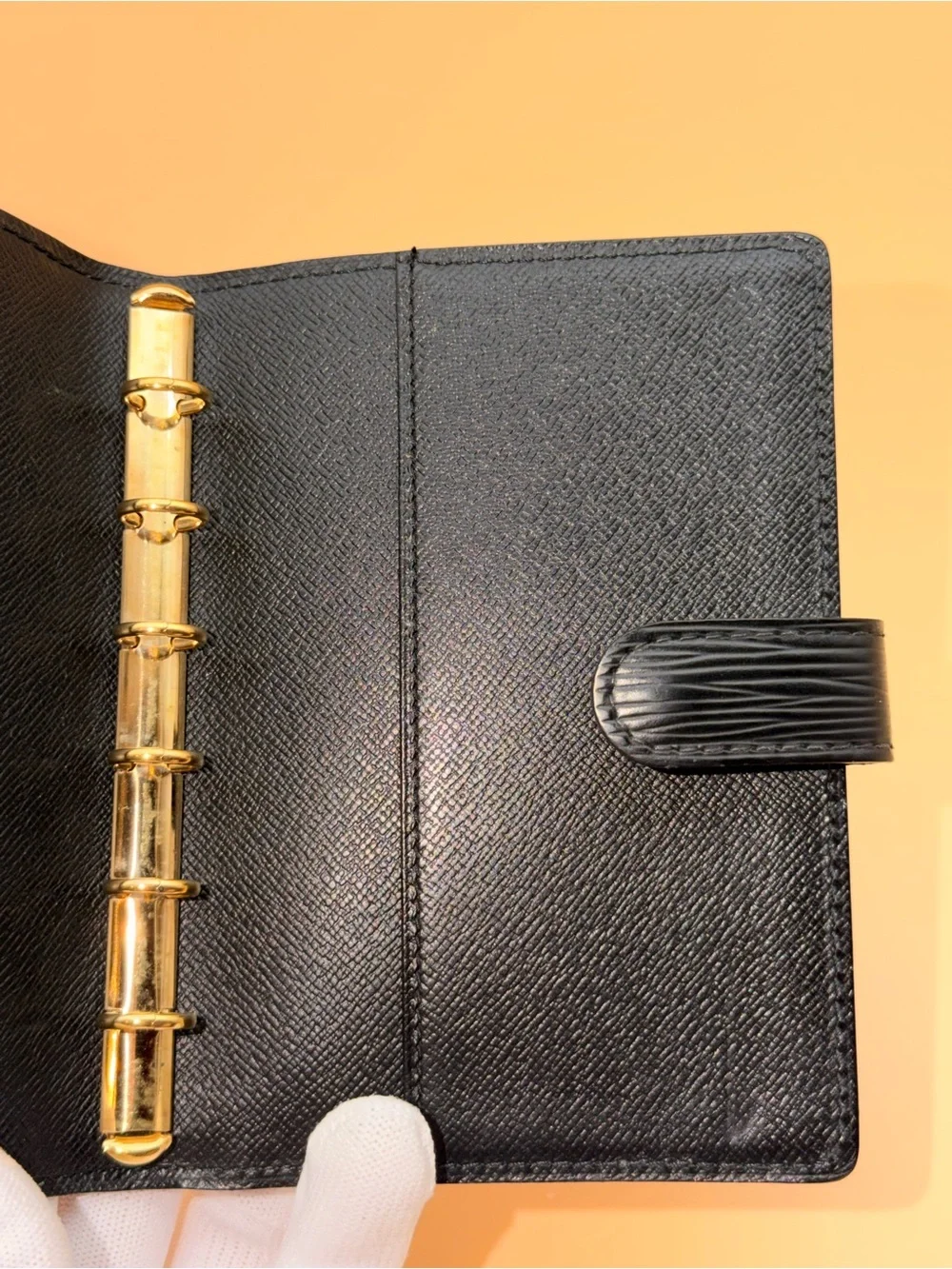 Louis Vuitton Black Epi Leather Agenda PM Ring Planner Cover